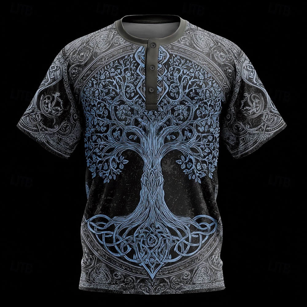Men's Viking T Shirt Henley Shirt Short Sleeve Designer Retro Vintage Casual Daily Street Summer Spring All Seasons Blue Green Purple Khaki Henley Henley T-Shirt 2026 - $20.99 –P2