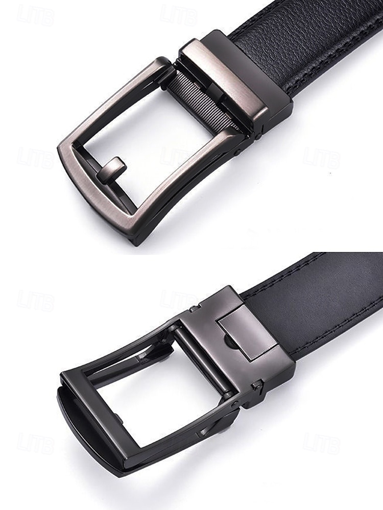 Ceinture en cuir véritable pour homme avec boucle à cliquet automatique – Ceinture classique ajustable pour le travail, le bureau et le quotidien de 2025 ? $14.99 –P7