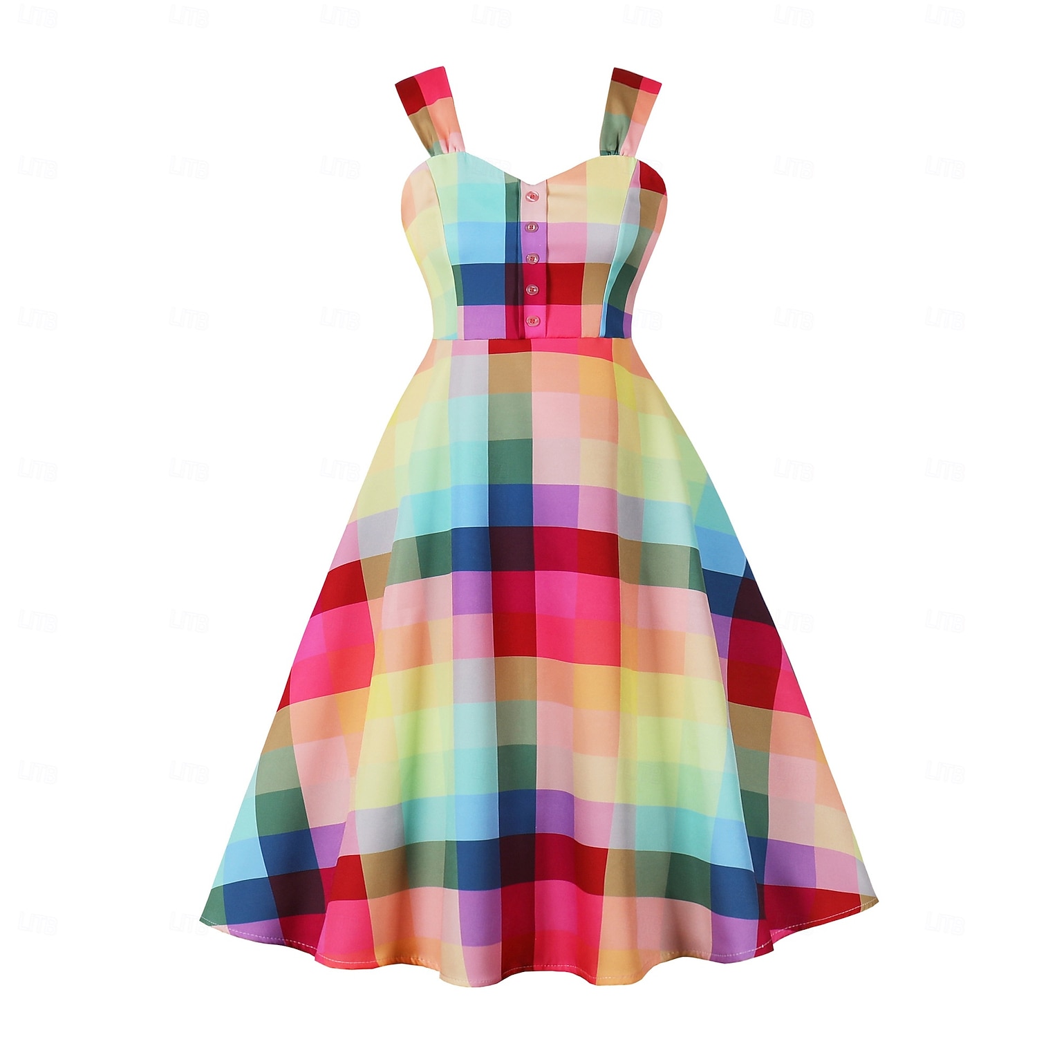 Retro 50. léta Rockabilly Houpací šaty Flare šaty Přizpůsobení a odlesky Pléd Maškarní kostým Dámské Plesová maškaráda Dovolená Ležérní Retro tematická párty Dospělí Šaty Jaro léto 2025 - $34.99 –P1