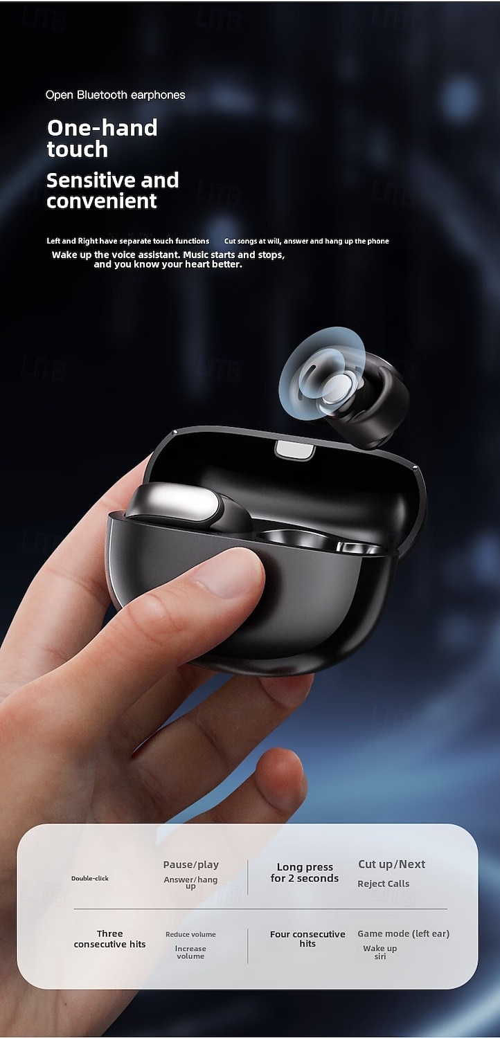 Bluetooth-oordopjes Echte draadloze oordopjes met OpenAudio voor bewustwording Clip-on-ontwerp voor comfort Meeslepende audio Tot 48 uur speeltijd 2025 - $22.99 –P15