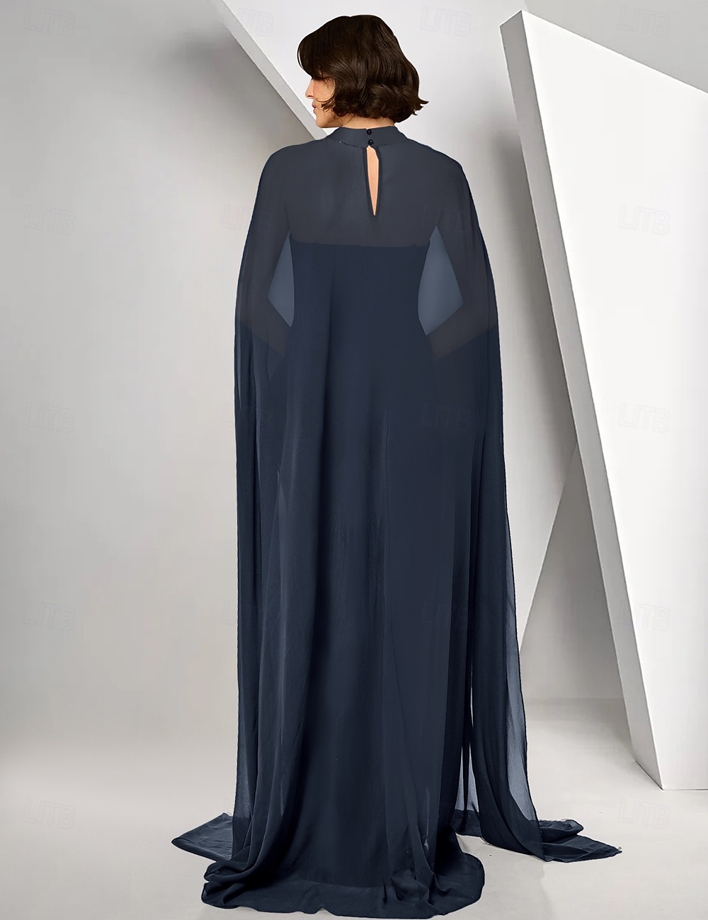 Robe à fleurs brodée, robe cape, robe fourreau/colonne, robe de soirée, crêpe extensible, robe élégante, robe de mariée formelle, longueur au sol, sans manches, sans bretelles, 2025 de 2025 ? $155.99 –P3
