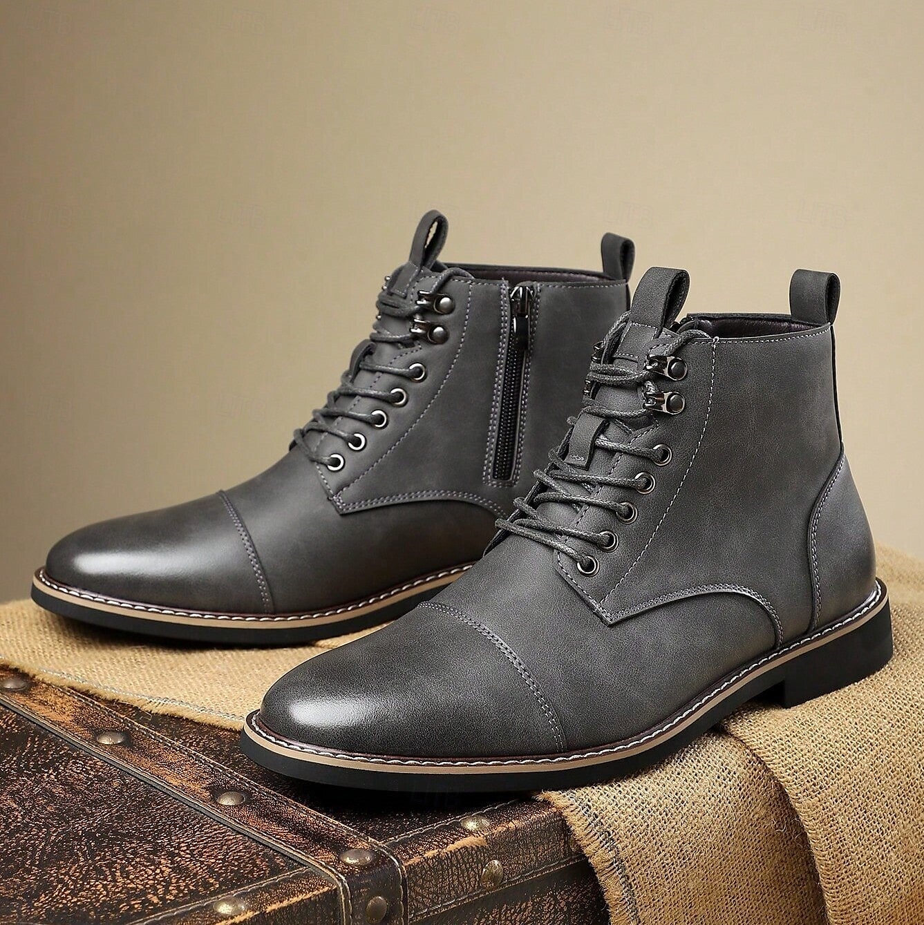 Bottines à lacets vintage pour homme – bottines à bout droit avec coutures classiques pour le travail, le week-end et l'automne de 2025 ? $54.99 –P10