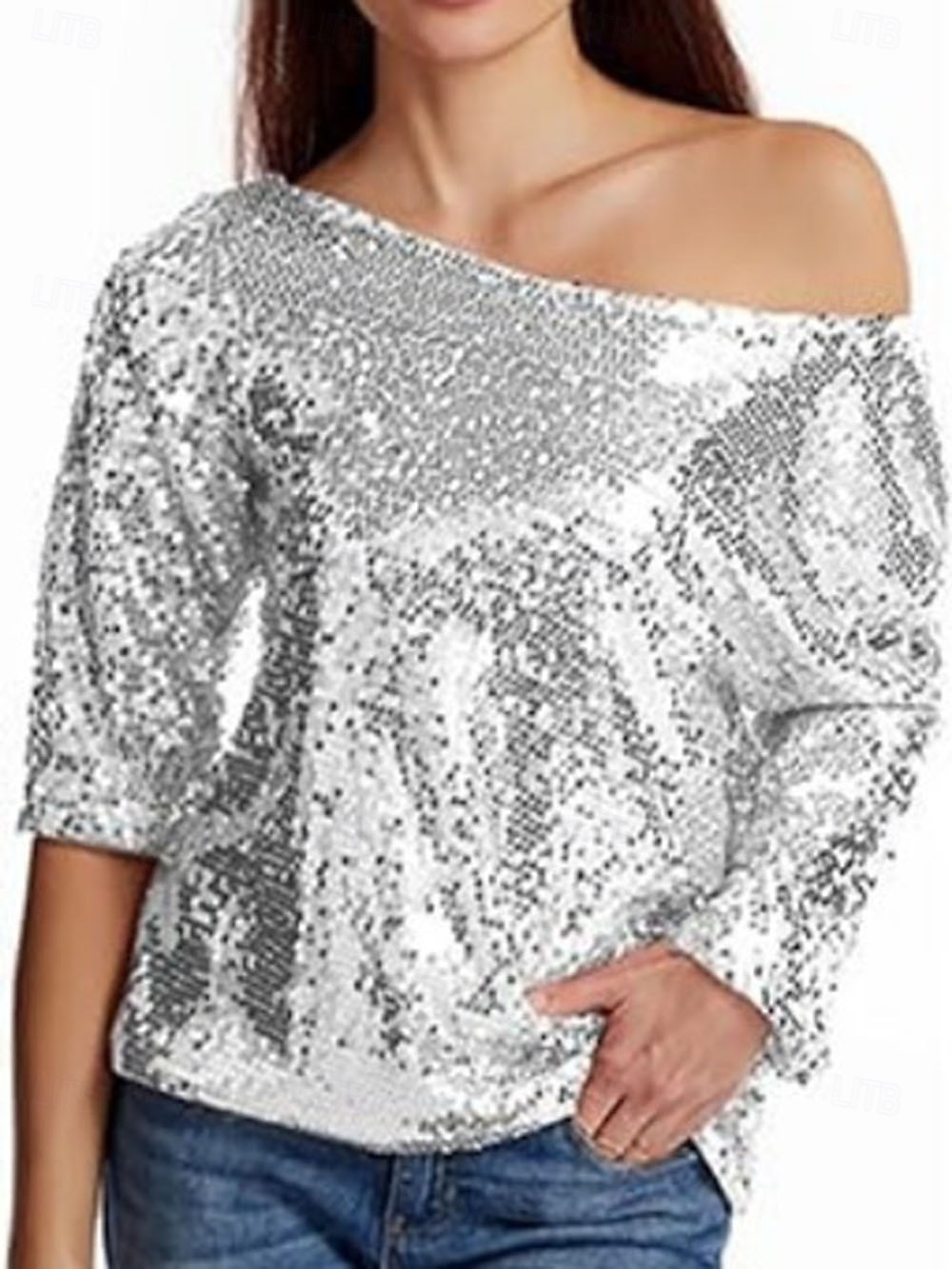 Naisten Paljetti Kimalteleva Juhla Glitter Paljetti sparkly Tyylikäs Pitkähihainen kylmä olkapää Tavalliset topit Päivittäin Pyhäpäivä Hopea Musta Punastuvan vaaleanpunainen Viini Kulta Kevät Syksy 2026 - $31.99 –P9