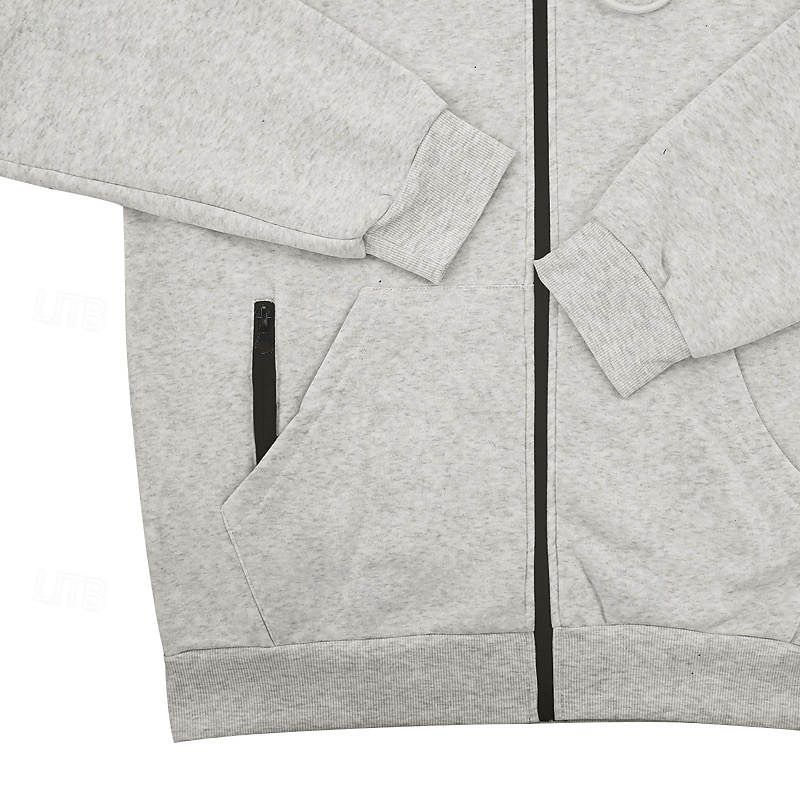 Męskie Bluza z Kapturem Bluza z kapturem Czarny Granatowy Khaki Szary Kaptur Równina Zapiąć na zamek błyskawiczny Przednia kieszeń Sport i turystyka Codzienny Święto Moda miejska Nowoczesne 2025 - $26.99 –P5