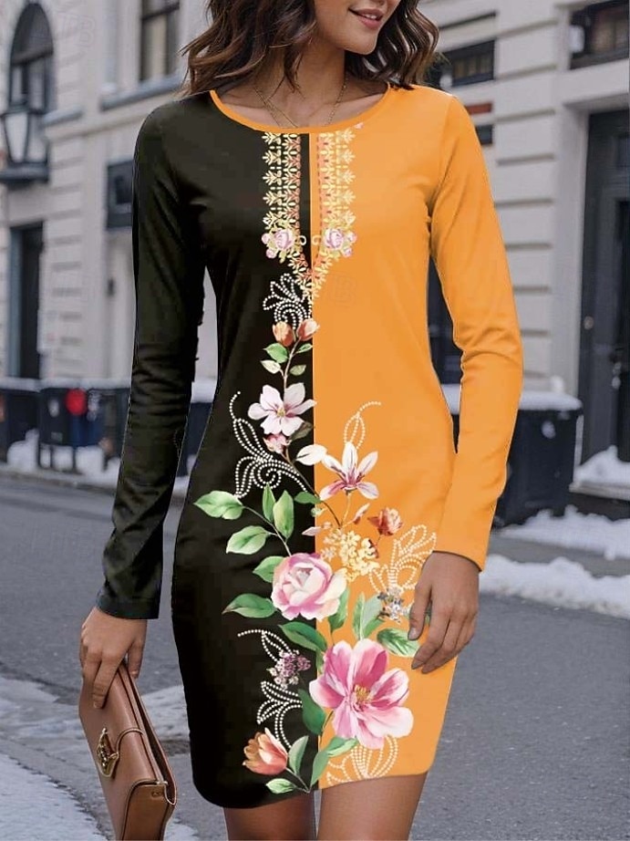 Damen Minikleid T-Shirt-Kleid Shiftkleid Sommerkleid Urlaub Lässig Party Täglich Normale Passform Grafik Tiermotiv Langarm Rundhalsausschnitt Schwarz Gelb Purpur Orange Frühling Herbst Winter 2025 - $24.99 –P5