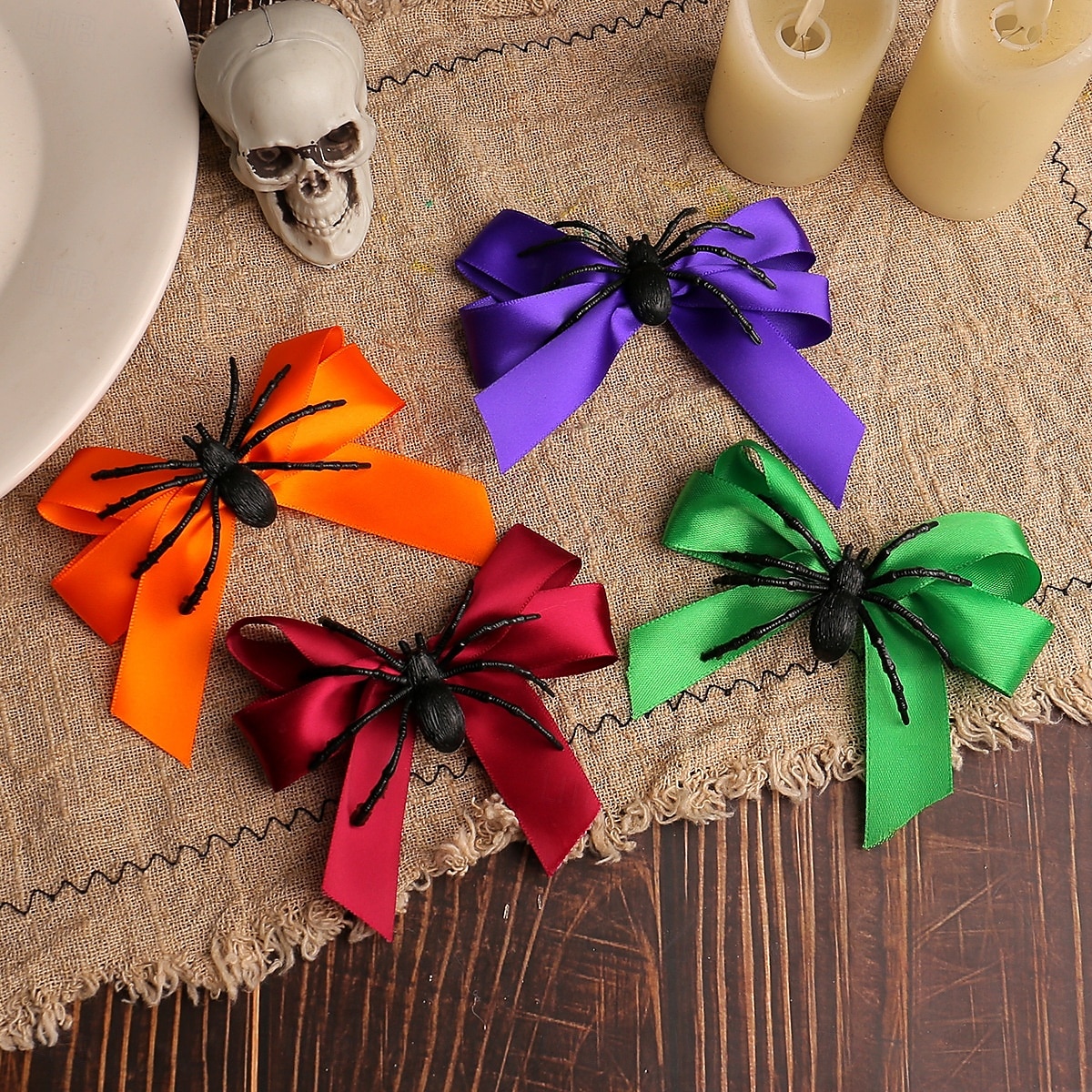 Halloweenská sponka do vlasů s pavoučí mašlí, roztomilý a originální vlasový doplněk pro kostým, sponka s ofinou na bok pro dívky a na párty. 2025 - $4.99 –P4