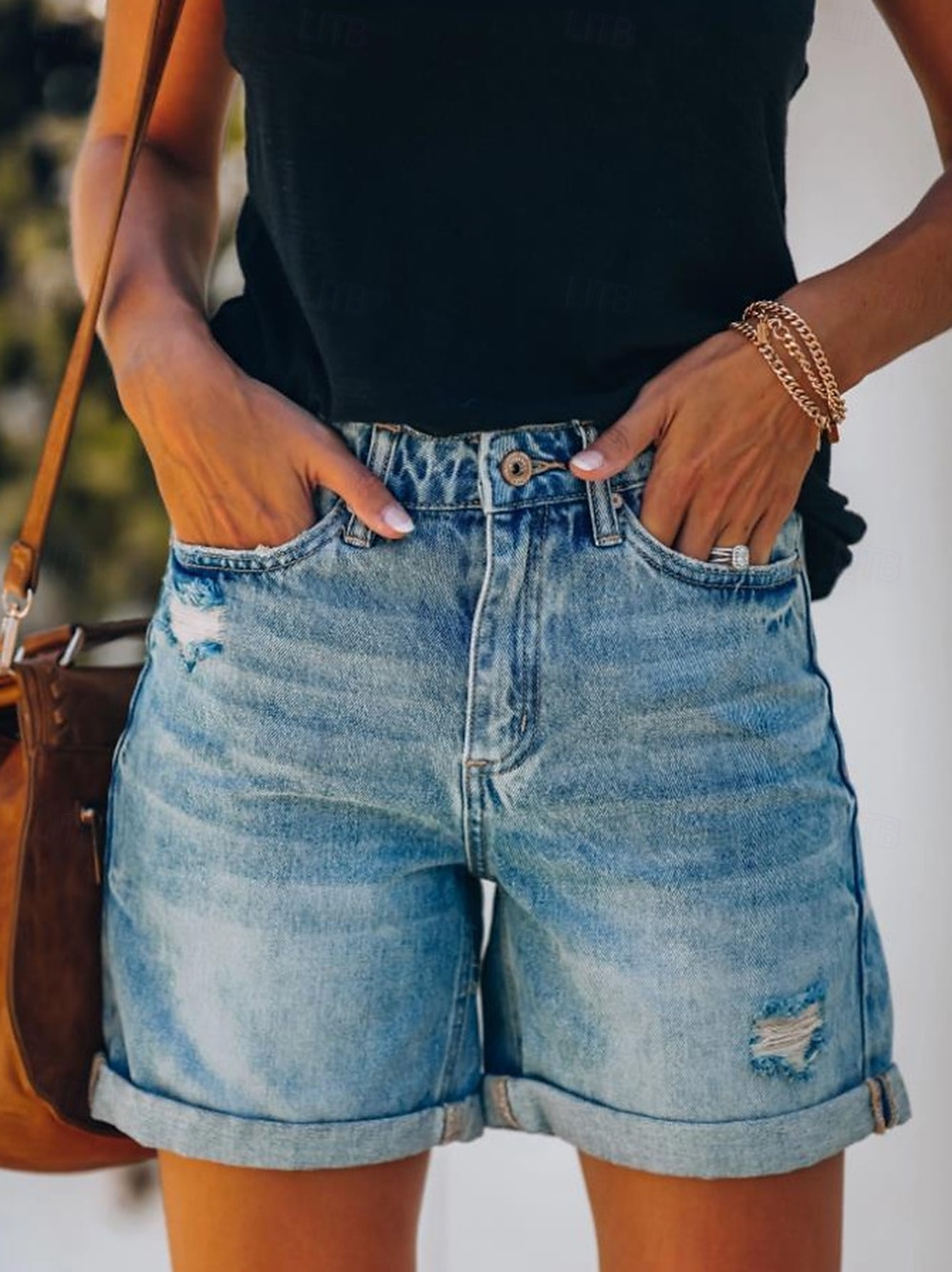 Dame Shorts Fritid Komfort Kort Naturlig عادي Lomme Utskjæring comfy Sport & Utendørs Fritid / hverdag Blå Sommer Normal 2025 - $20.99 –P5