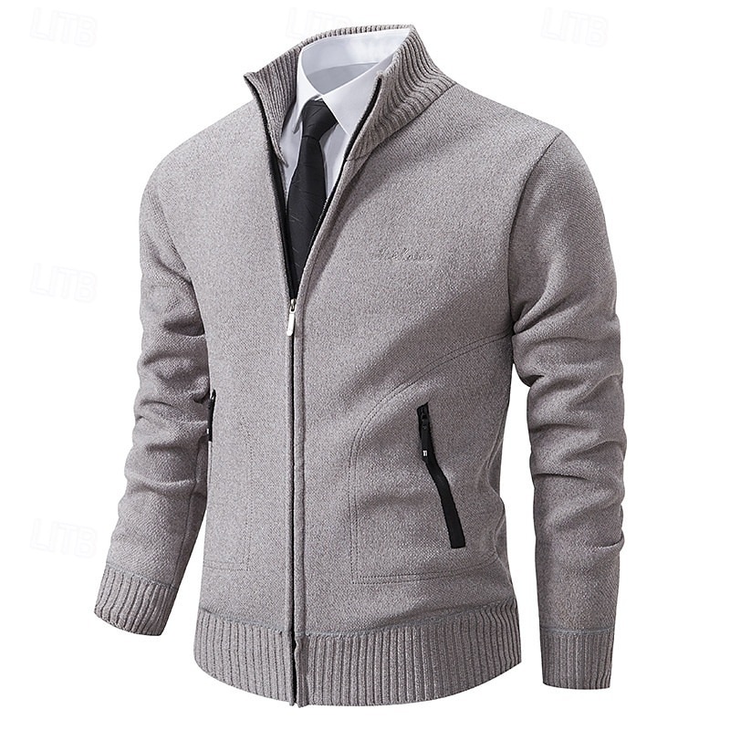 Per uomo Felpa Maglione elegante Cardigan Maglione con Zip Maglione a maglia A Coste Maglia Top Regolari Lavorato a maglia A coste Semplice Colletto Mao Moda Scialli Casuale Abbigliamento quotidiano del 2025 a $27.99 –P2