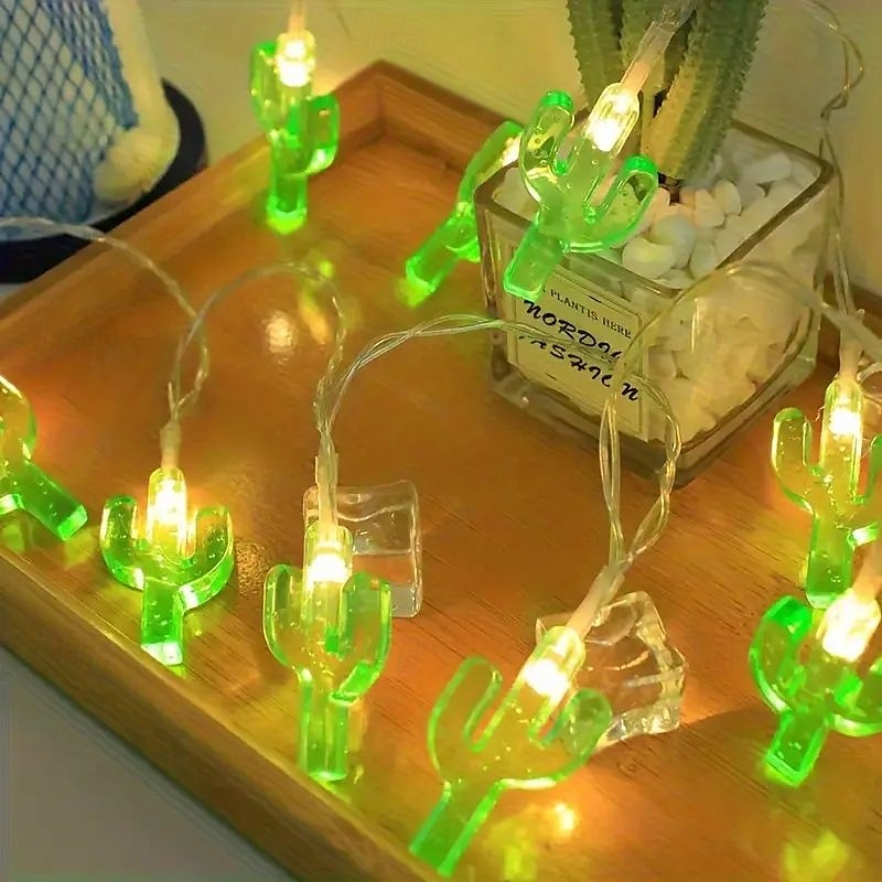 Luci a stringa estive per spiaggia tropicale Hawaii, 3 m, 20 LED, cactus, fenicotteri, bromeliacee, palme, a batteria, per decorazioni per feste in spiaggia, piscina tropicale del 2025 a $12.99 –P13