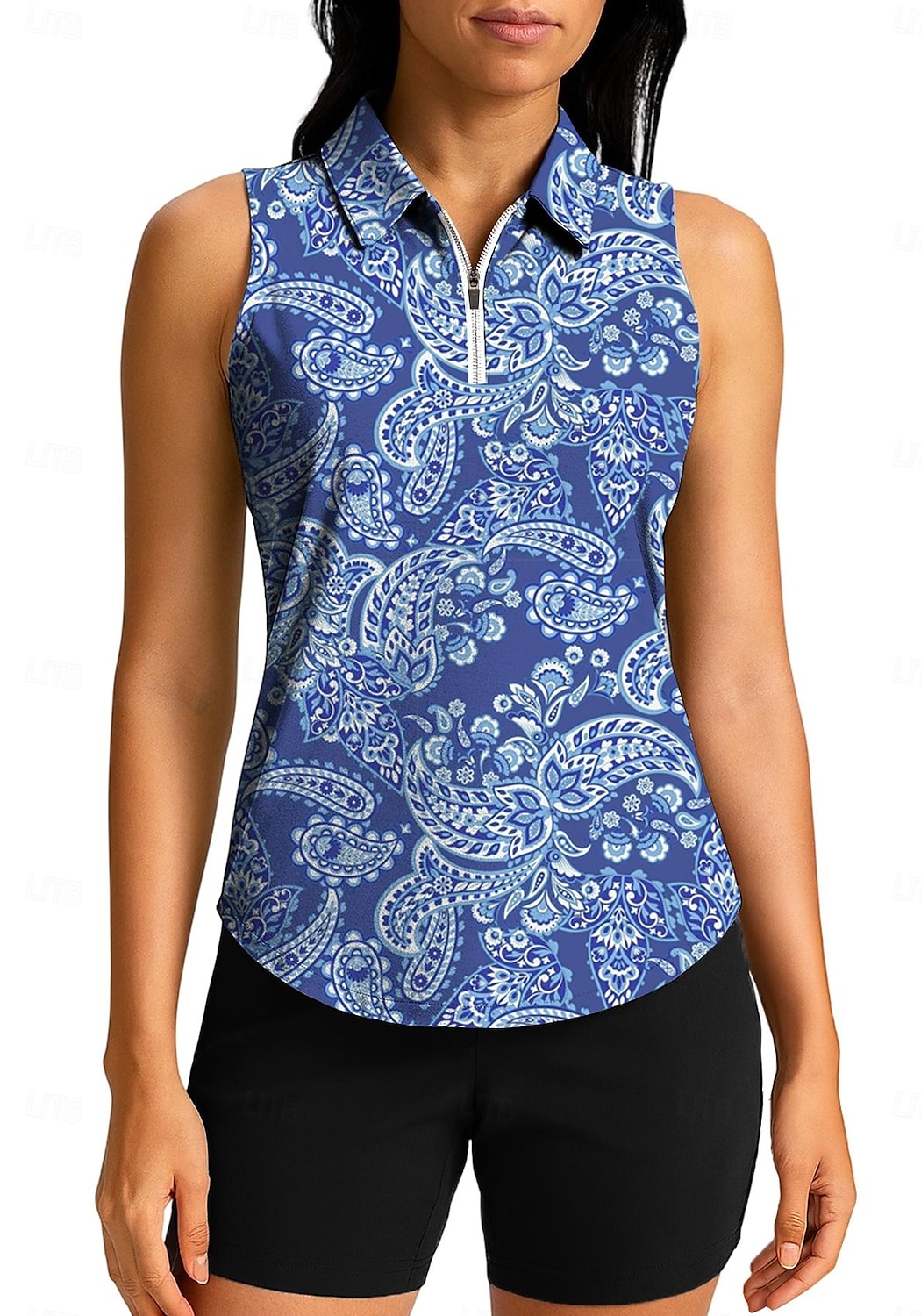 Mujer Tops Camisa deportiva Camisas de polo Camiseta de tenis Sin Mangas Cremallera UPF50+ Resistente a los rayos UV Alta elasticidad Dispersor de humedad Transpirable Tenis pepinillo Corriendo 2025 - $20.99 –P1