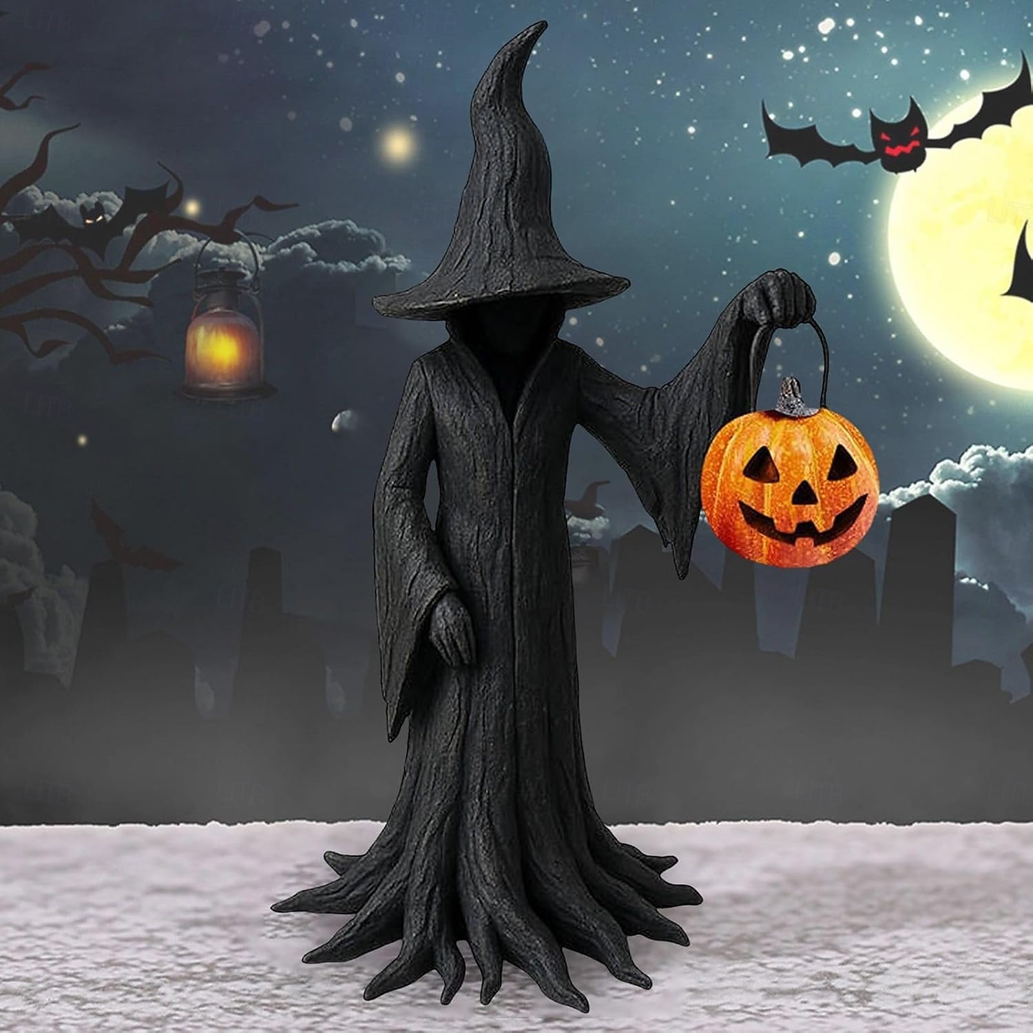 2025年 ハロウィン魔女像 樹脂製魔女 神秘的な像 装飾品 ゴシック魔女 カボチャのフィギュアを持つ 寝室 リビングルーム キッチン デスクトップ用ホームデコレーション  コレクション – $24.99 –P1
