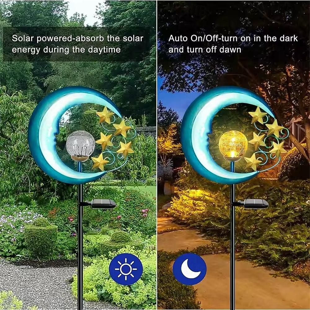 Outdoor Solar Lights Moon-Shaped Metal Fairy Lantern Waterproof LED Garden Landscape Light for Patio and Yard Decor  1PC 2026 - $30.99 –P5