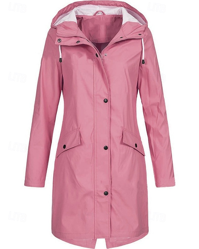 Women's Rain Coat Outdoor Waterproof Windproof Hiking Outfits Hiking Clothes Winter Autumn / Fall Top Camping / Hiking / Caving Running Solid Color Black Yellow Pink 2026 - $29.99 –P4