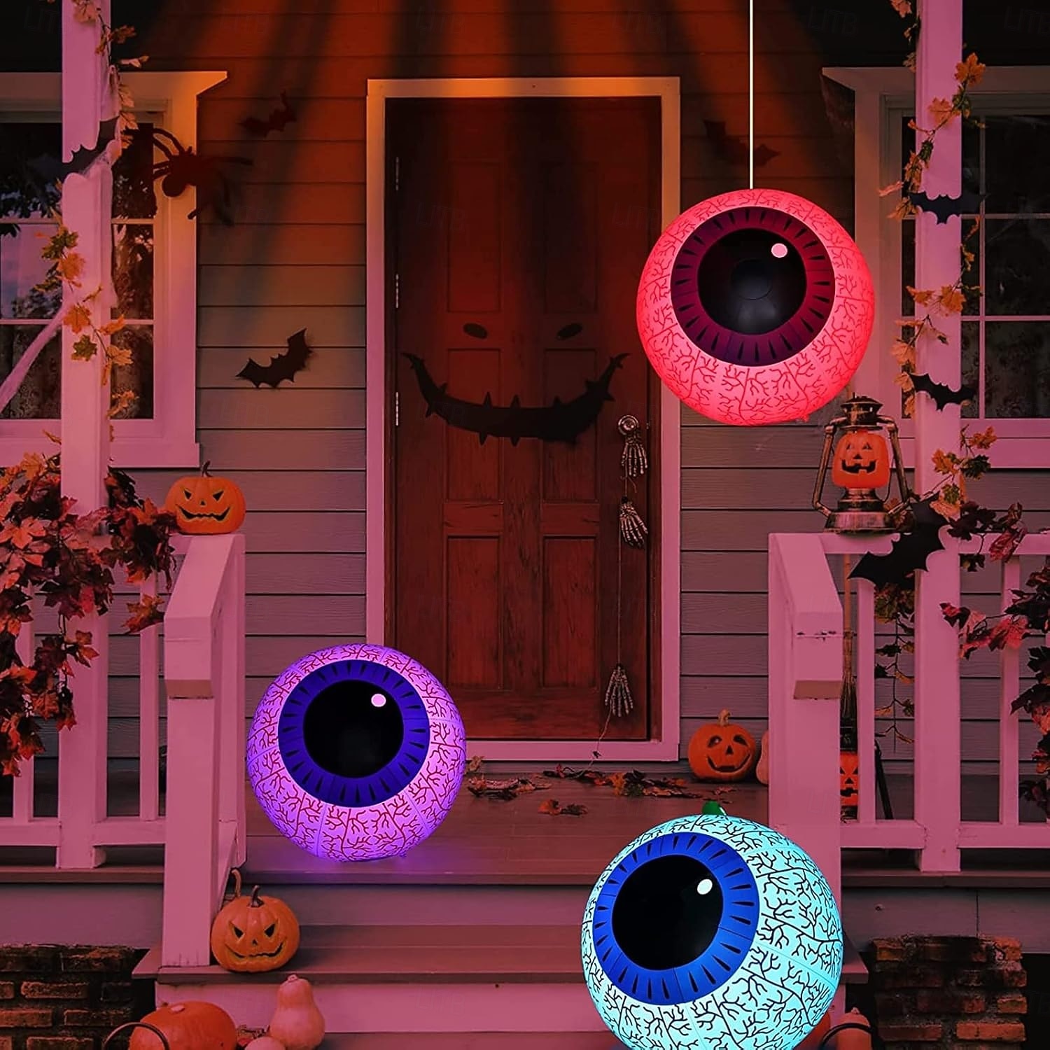 1 ks halloween 40/60cm nafukovací vzduchový model rgb oční dekorační lampa vnitřní a venkovní nádvoří zahradní párty hororová a podivná atmosféra dekorační světla 2025 - $15.99 –P16