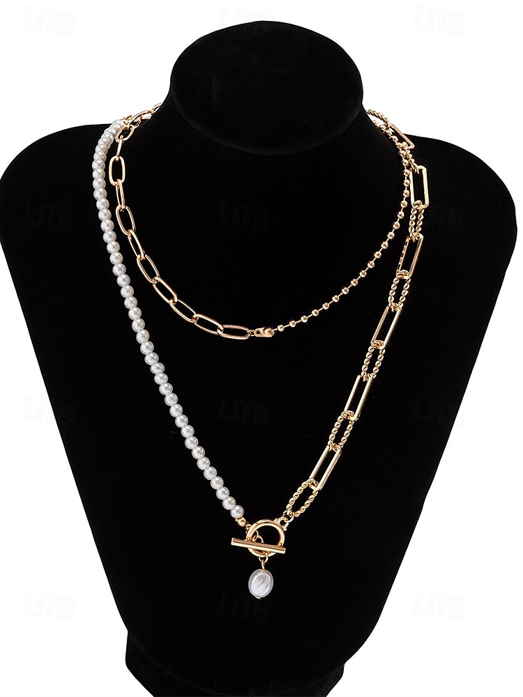 Collier femme en or à plusieurs couches et pendentif en perles – bijoux élégants en alliage pour cocktails, mariages et tenues de bureau de 2025 ? $11.99 –P5