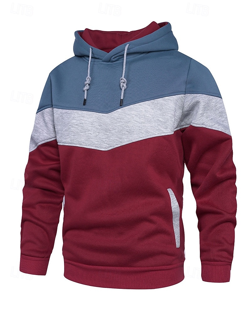 Per uomo Top casual Felpa con cappuccio Felpe Coulisse Tasca Manica Lunga Top Athleisure Autunno Blocco di colori Antivento Escursionismo Allenamento Atletico abbigliamento sportivo Abbigliamento del 2025 a $25.99 –P13