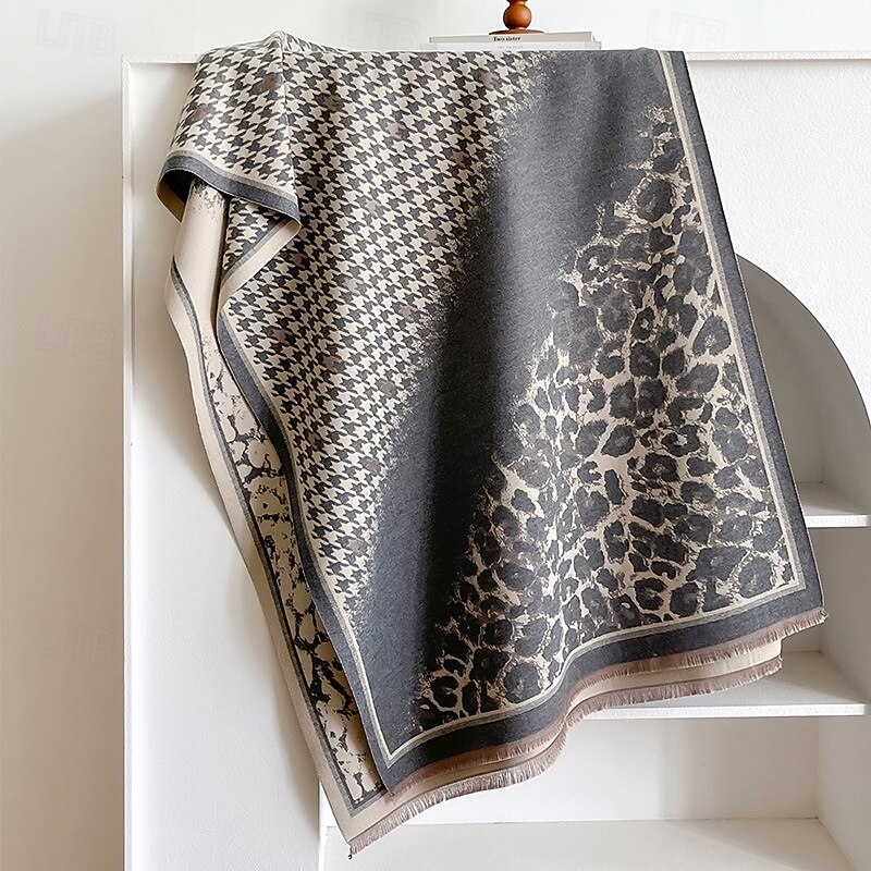 Dame Rektangulært skjerf Skjerf for kvinner Gate Daglig Stevnemøte Grå Svart Kaki Skjerf Leopard 2025 - $25.99 –P6
