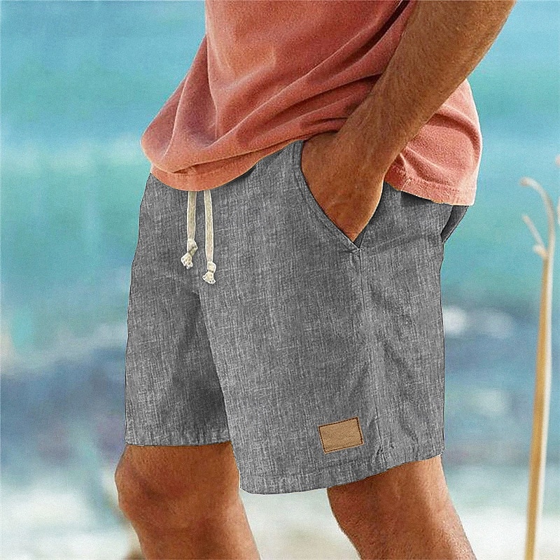 Men's Shorts Linen Shorts Summer Shorts Beach Shorts Drawstring Pocket Elastic Waist Plain Comfort Breathable Short Beach Vacation Holiday Hawaiian Boho Blue Black 2026 - $22.99 –P4