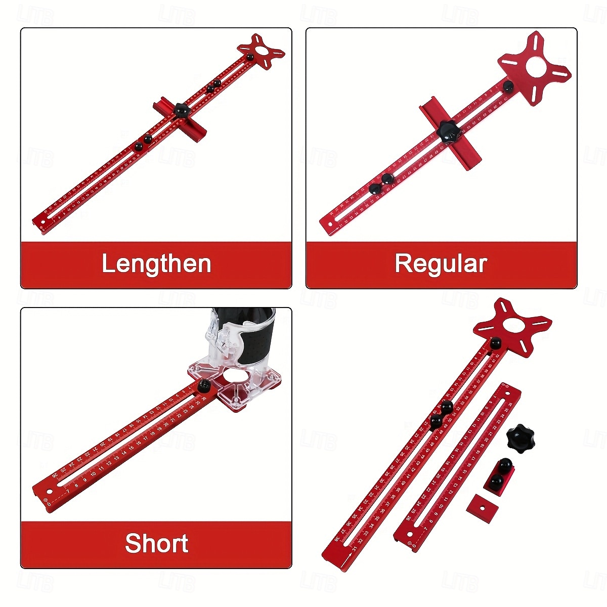Fraiseuse à bois multifonctionnelle 3 en 1 avec pince en aluminium - outil de coupe et de fraisage circulaire de précision avec support de rainure réglable, base rouge et rail en acrylique transparent de 2025 ? $63.99 –P13