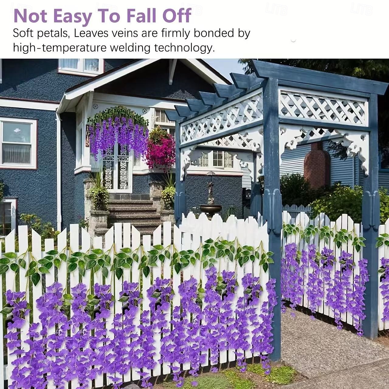 Pacote com 36 flores artificiais penduradas em glicínias, guirlanda de videira roxa de 3,6 pés de comprimento para casamento, jardim, parede, cerca, decoração de festa de 2025 por $30.99 –P7