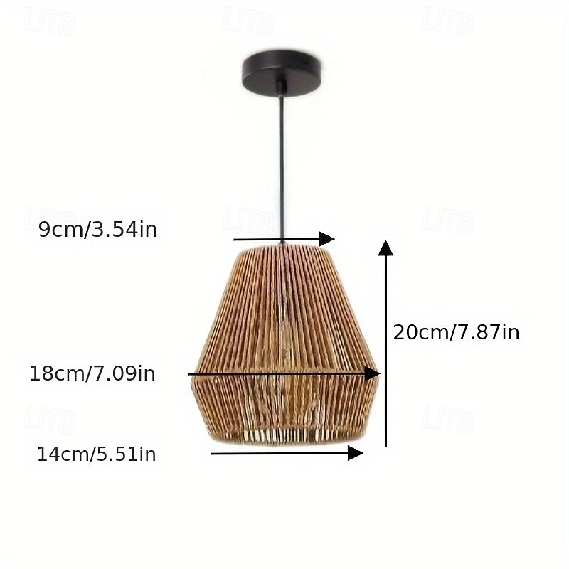 Landlig vintage flettet tau pendellampe, kunstnerisk hul design, 20 cm høyde, varmt hvitt/hvitt lys, e26/e27, justerbar kjede 2025 - $76.99 –P5