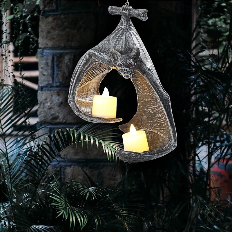 suporte para velas de parede de morcego, decorações de velas de morcego para Halloween, arandela de parede de morcego gótico, suporte para velas com velas, decoração pendurada para castiçal de de 2025 por $27.99 –P4