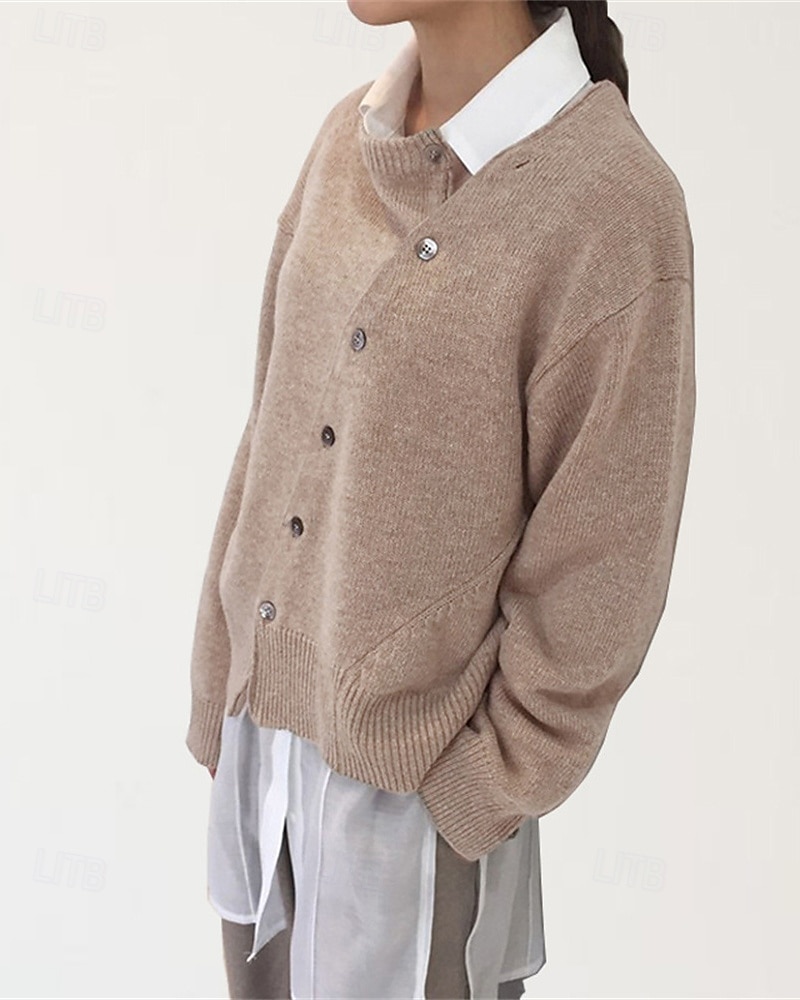 Damskie Sweter Sweter rozpinany Moda Moda miejska Codzienny Jednokolorowe Prążkowany Otwarty przód Dzianiny Asymetryczne obszycie Długi rękaw Zwykłe topy Robić na drutach Święto Wyjściowe Weekend 2025 - $27.99 –P4