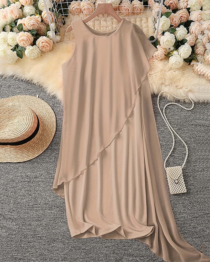 Femmes Mini Robe Robe Décontractée Robe en Chiffon Robe d'été Robe Nuisette Mode Moderne Quotidien Plage Week-end Coupe régulière Uni Sans manches Col ras du cou Noir Rose Claire Violet Kaki Été de 2025 ? $26.99 –P9