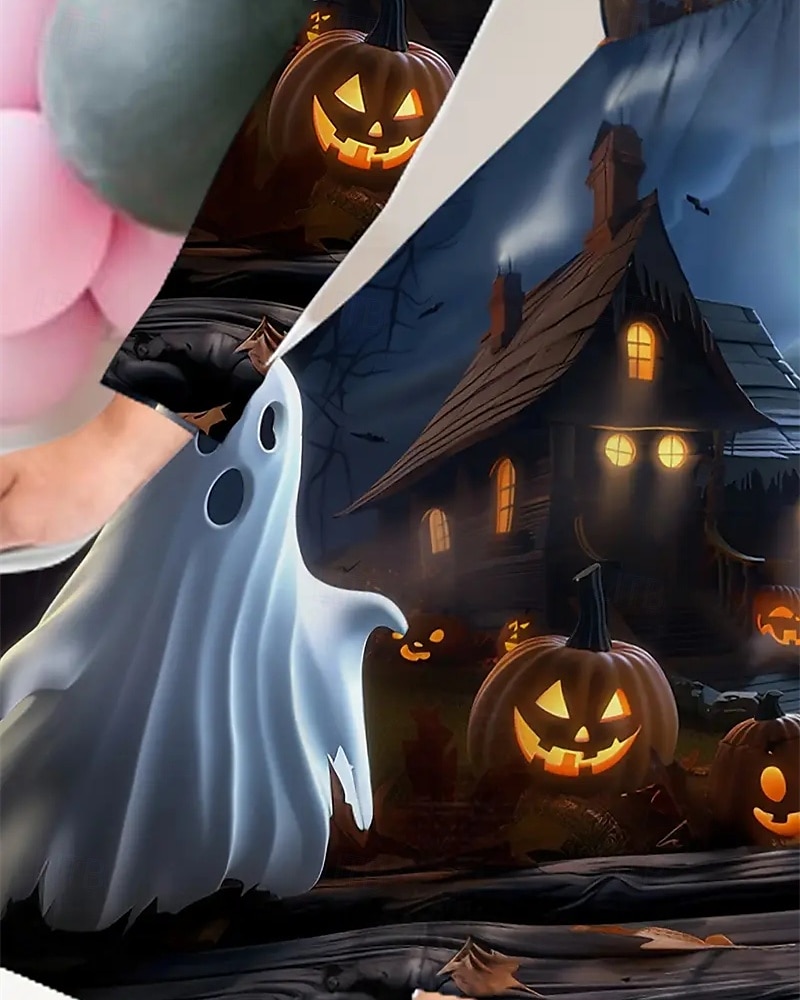 Halloween Dziewczyny ' 3D Graficzny Dynia Duch Sukienka Długi rękaw Lato Wiosna Urlop Codzienny Święto Księżniczka Piękny Słodkie Dzieci 4-12 lat Codzienne sukienki Sukienka A line Do kolan Regularny 2025 - $16.99 –P5