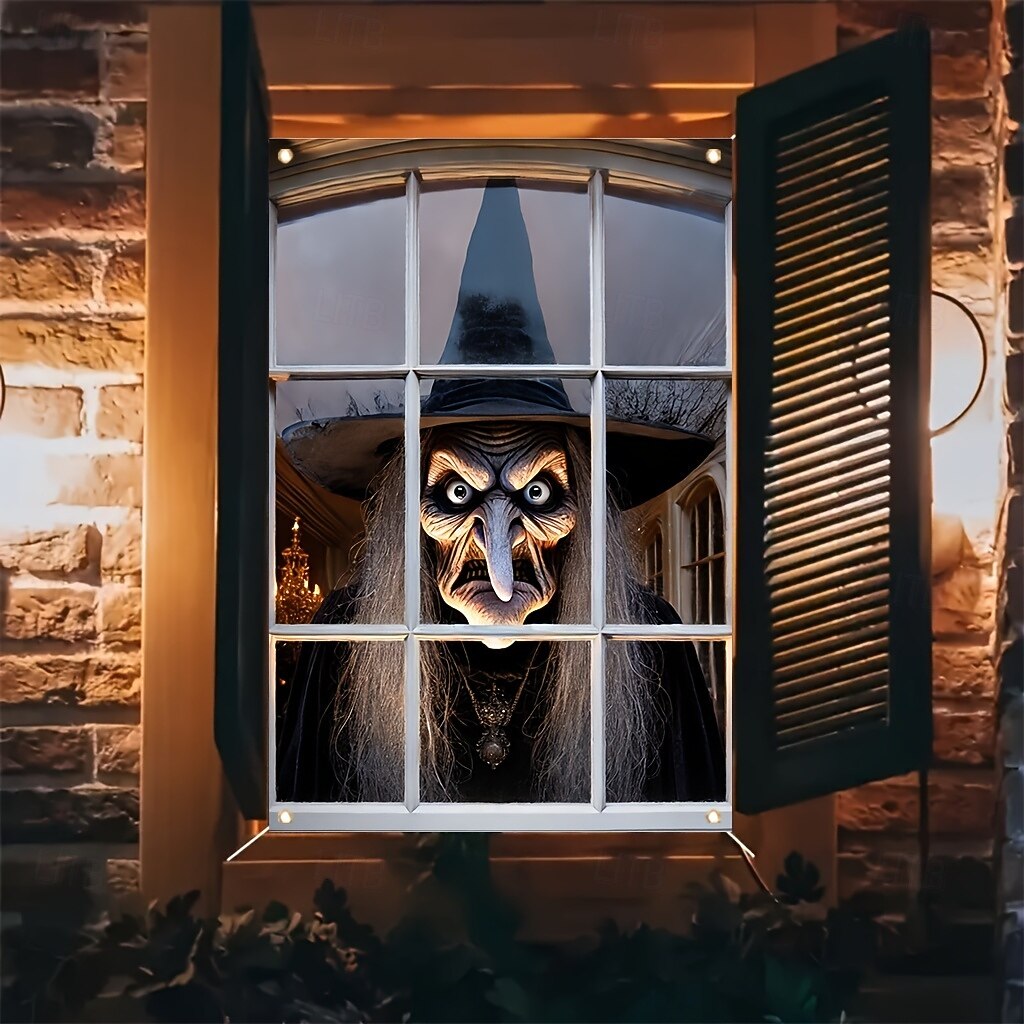 Bannière de porte 2D 1pc bannière de porte fenêtre en polyester sorcière d'Halloween effrayante - polyvalente durable lavable aucune électricité nécessaire utilisation intérieure/extérieure de 2025 ? $26.99 –P6