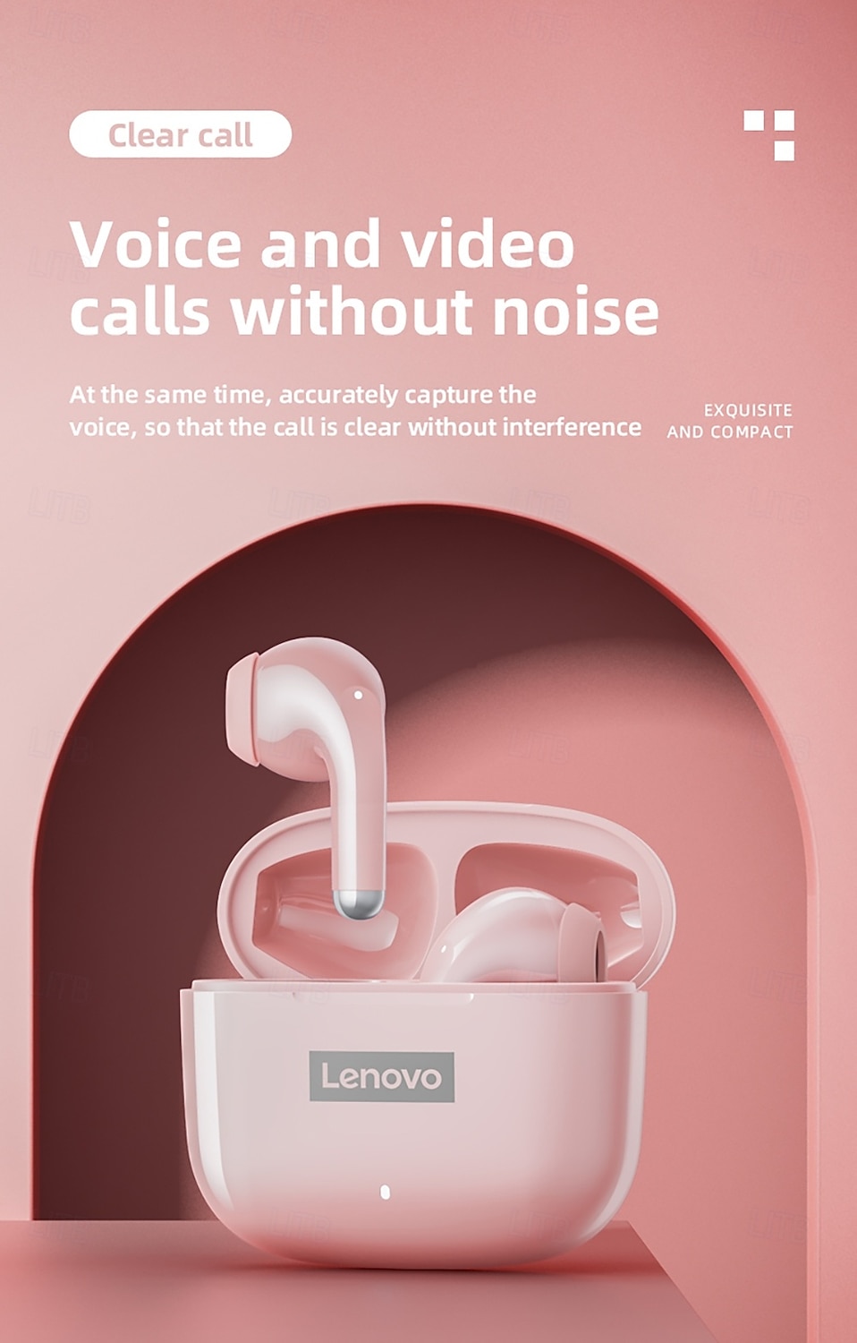 2025年 Lenovo LP40 完全ワイヤレスヘッドホン TWS イヤホン Bluetooth 5.1 ステレオ 充電ボックス付き Apple、Samsung、Huawei、Xiaomi、Mi 対応 自動ペアリング 日常使用 旅行 アウトドア 携帯電話  コレクション – $23.99 –P14
