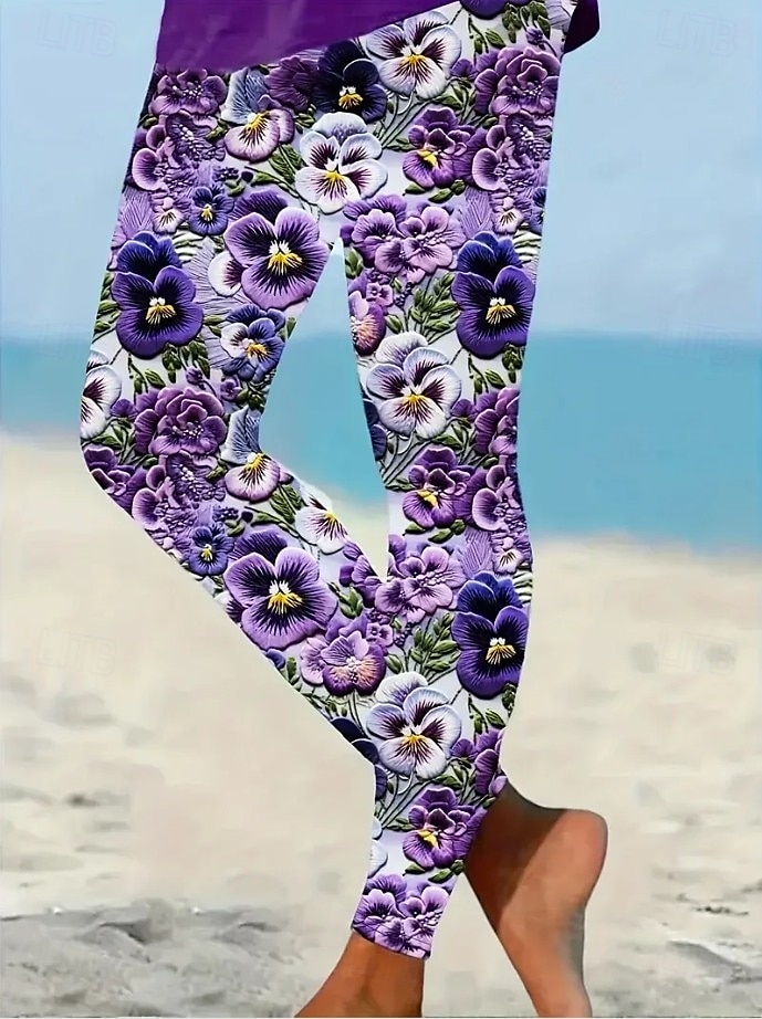 نسائي طماق العطلة عتيق النمط العرقي Ankle-length خصر عالي ورد الرسم طباعة ثلاثية الأبعاد سريع جاف التنفس إمكانية ناعم قابل للبسط مناسب للبس اليومي المنزل الأماكن المفتوحة 2026 - $21.99 –P1