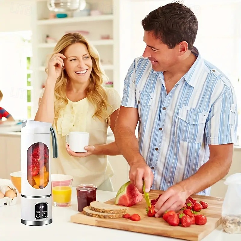 Extracteur de jus à glace pilée rechargeable par USB, portable, pour l'extérieur, avec tasse et 12 couteaux de 2025 ? $23.99 –P1
