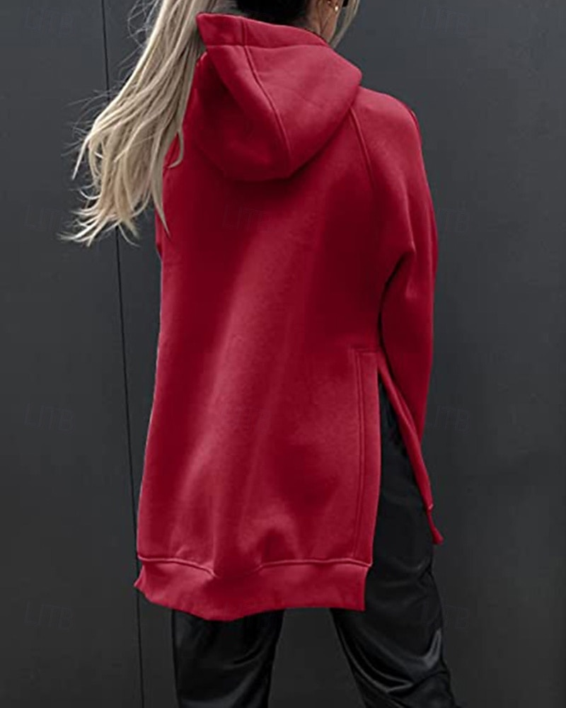 Dame Pullover hettegenser-genser عادي Gatemote Fritid Langermet Med hette Vanlige topper Gate Ferie Lomme Svart Rosa Vin Beige Lyseblå Vinter 2025 - $23.99 –P12