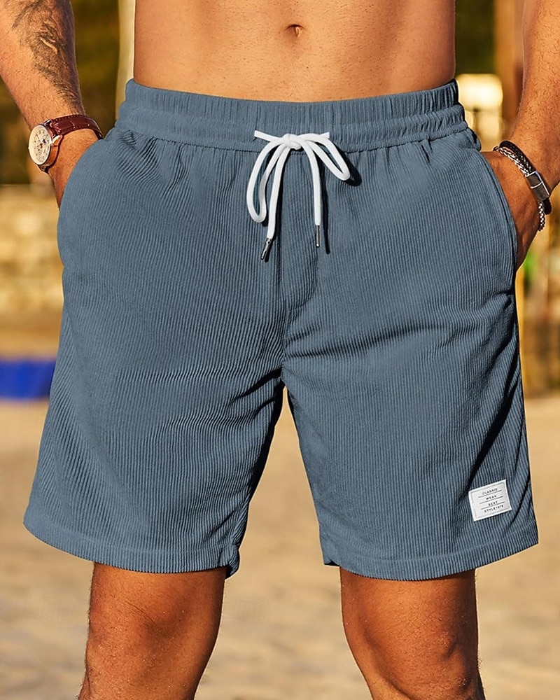 Herren Shorts Sommershorts Freizeitshorts Cordshorts Tasche Elastischer Bund Kordelzug Einfach Komfort Atmungsaktiv Kurz Outdoor Sport Klassisch Lässig Schwarz Weiß Mikroelastisch 2025 - $15.49 –P10