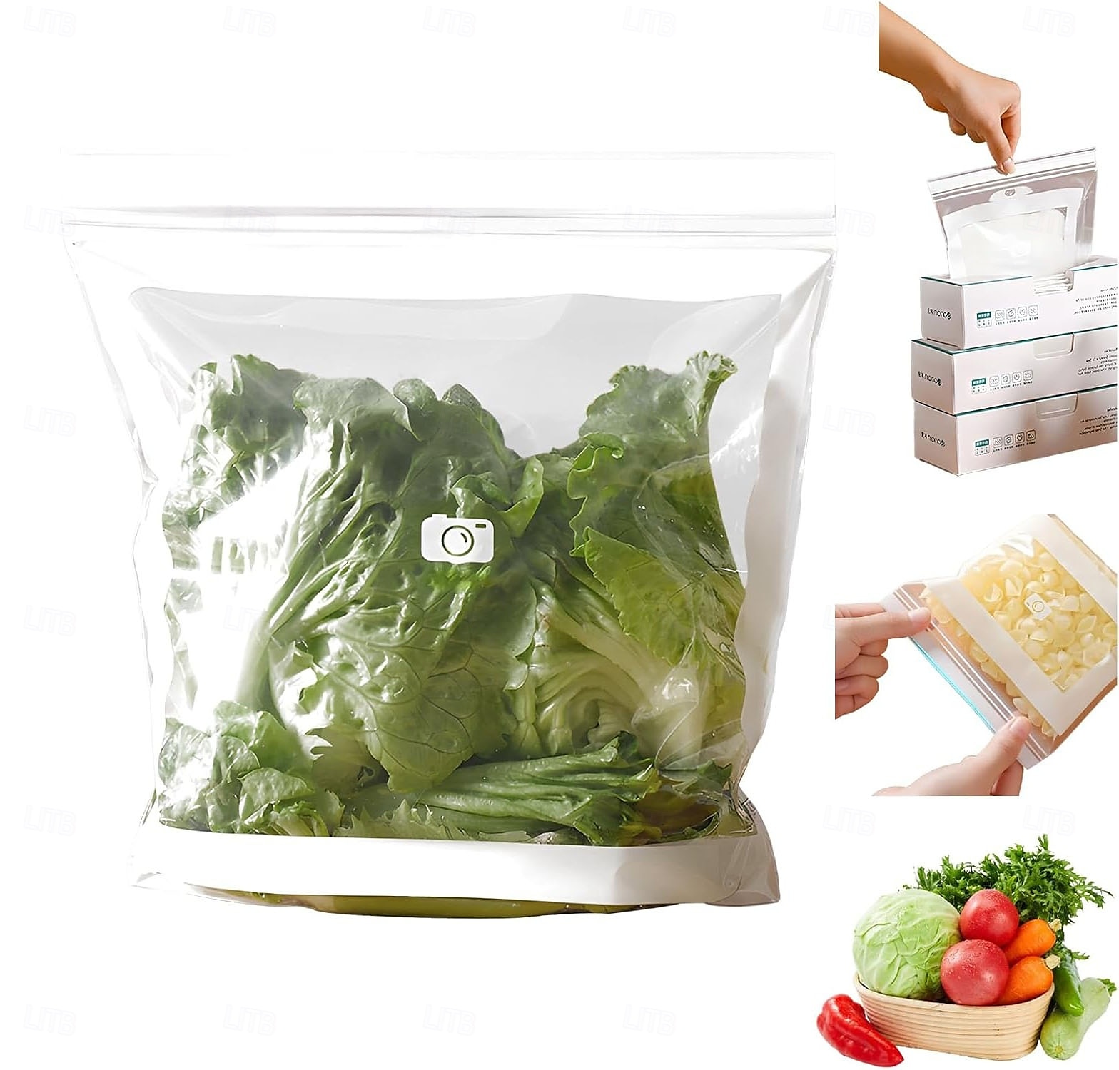 Pungi de depozitare reutilizabile din folie de aluminiu pentru păstrarea prospețimii, de calitate alimentară, pentru fructe, legume, frigider, bucătărie &depozitare în supermarketuri 2025 - $15.25 –P3
