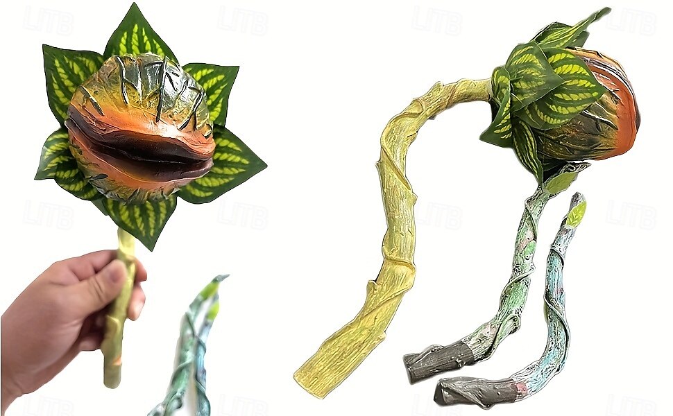 1 st realistisk skräckpirayablommastaty av hög kvalitet i harts, poserbart huvud &Likblomma med vinstockar, inomhus/utomhusmotiv, rekvisita för halloween, tacksägelse, läskig dekoration, 27 cm 2025 - GBP £34 –P11