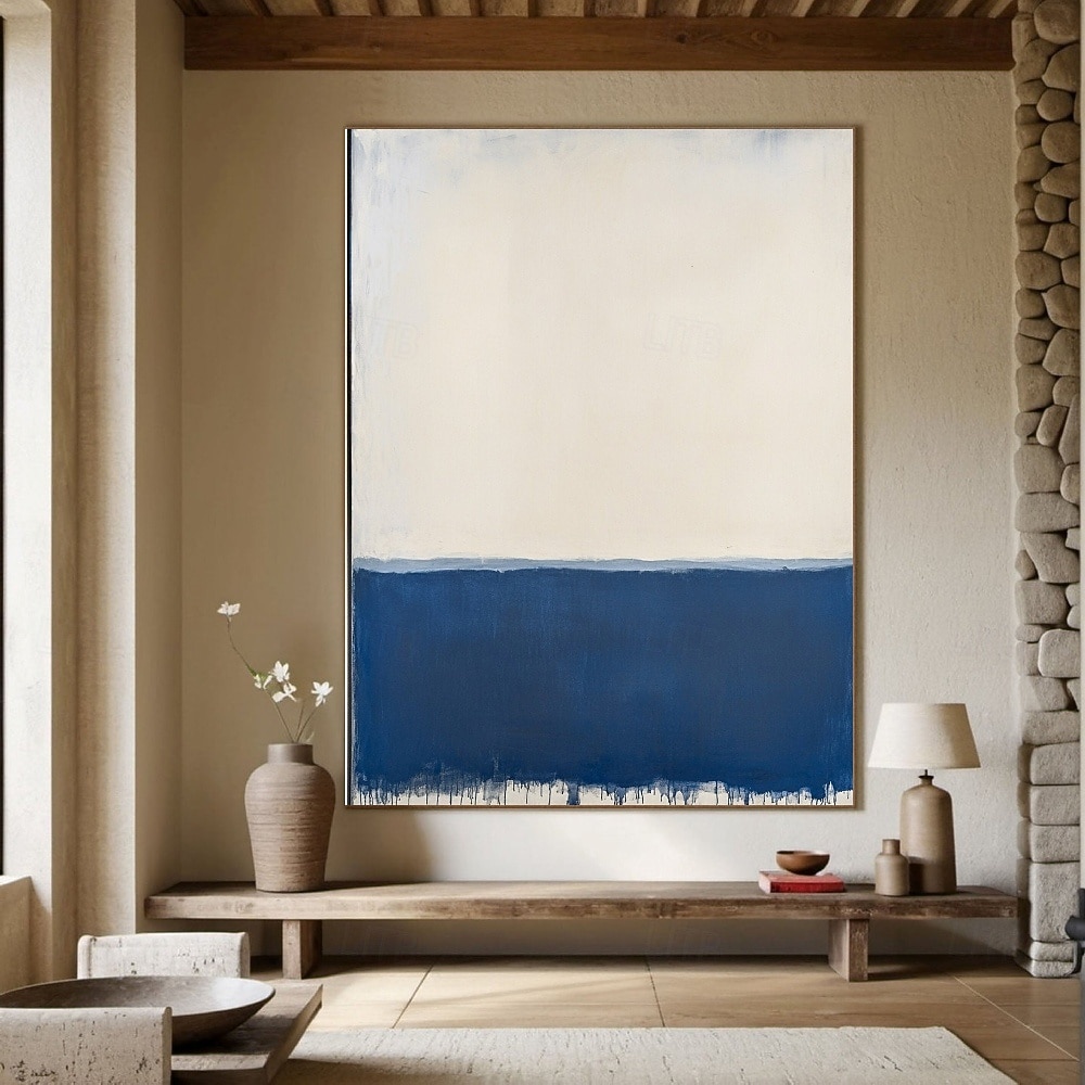 handgemachtes modernes abstraktes Gemälde als Wandkunst – handgegossenes Pigmentgemälde, marineblau gerahmt, strukturierte Leinwand, blaues Ölgemälde für zeitgenössische Räume, Leinwandgemälde 2025 - $74.99 –P2