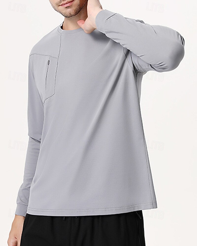 رجالي قميص الجري قميص رياضي إحزم جيب كم طويل قمم ملابس الرياضة الخريف لون سادة سريع جاف متنفس المشي لمسافات طويلة اكتشف - حل رياضية ملابس رياضية ألبسة رياضية أسود أخضر أزرق داكن 2025 - $23.99 –P6