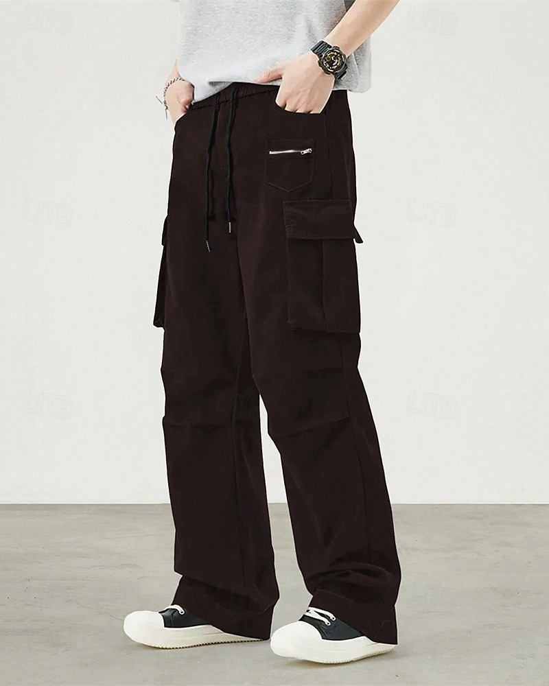 Męskie Spodnie cargo Spodnie Ściągana na sznurek Elastyczny pas Multi Pocket Równina Zdatny do noszenia Codzienny Na zewnątrz Kemping i wycieczki Moda Klasyczny Czarny Zieleń wojskowa 2026 - $24.99 –P12