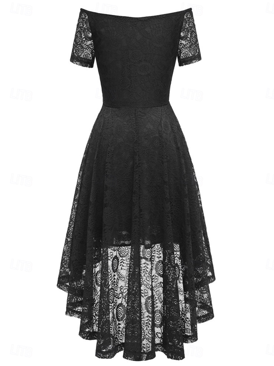 Dámské Midi šaty Krajkové šaty Koktejlky Šaty pro svatební hosty Šifón Elegantní Módní Moderní Venkovní Koktejlový večírek Běžný Bez vzoru Krátký rukáv Pod rameny Černá Světlá růžová Fialová Léto 2025 - $31.99 –P8
