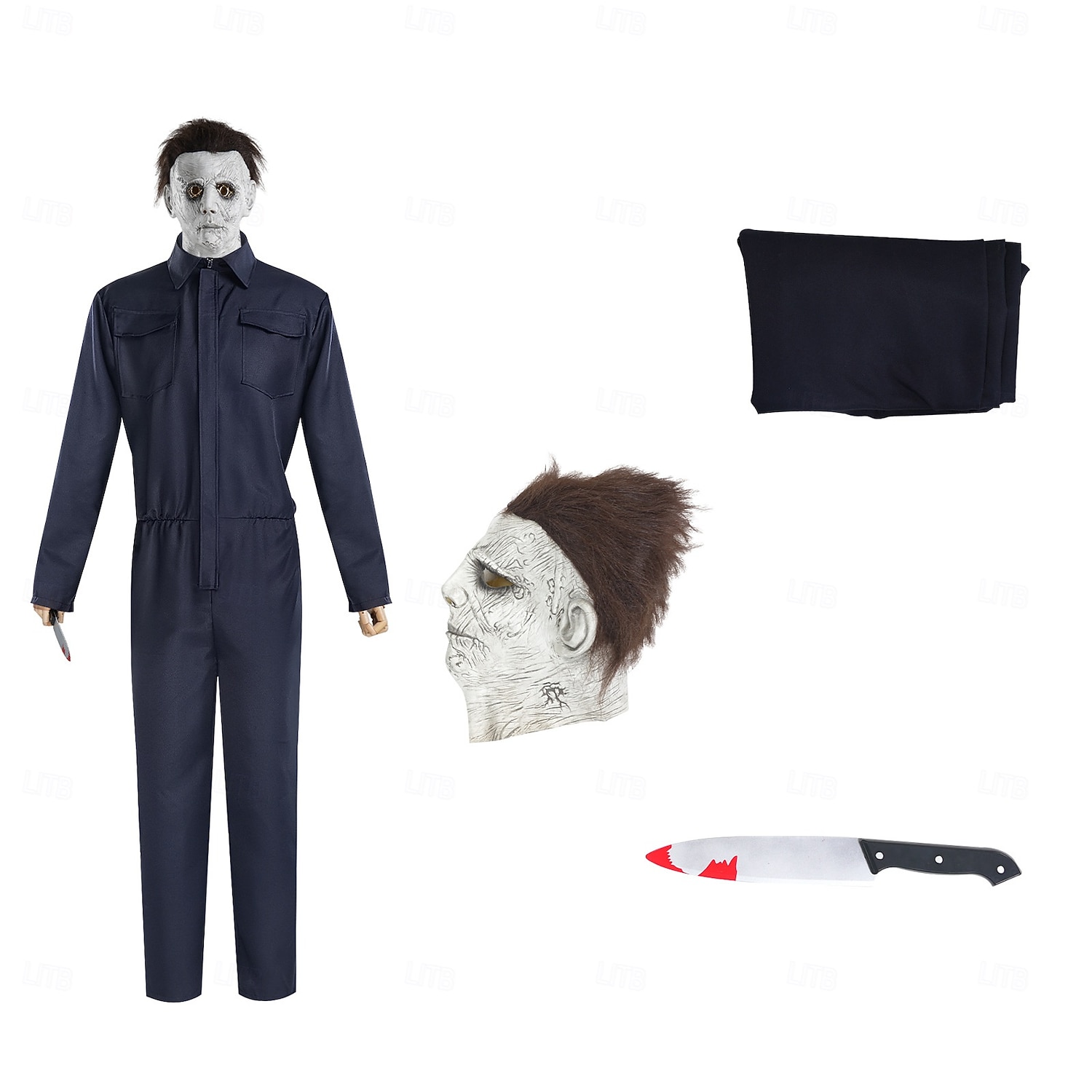 Michael Myers předvečer Všech svatých Maska Kostým Kombinéza předvečer Všech svatých Horor Strašidelný kostým Dospělé Pánské předvečer Všech svatých Karneval Výkon Párty Jednoduché Halloweensk 2025 - $57.99 –P11