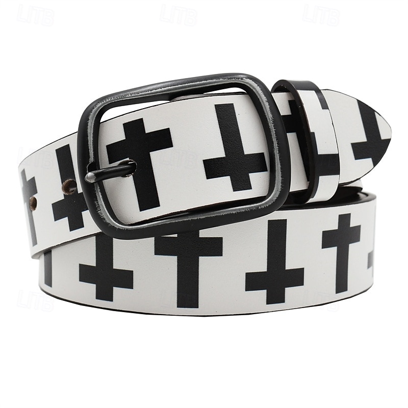 Men's Belt Waist Belt Black White Dermis Alloy Durable Adjustable Cross Outdoor Daily 2025 - $29.99 –P11