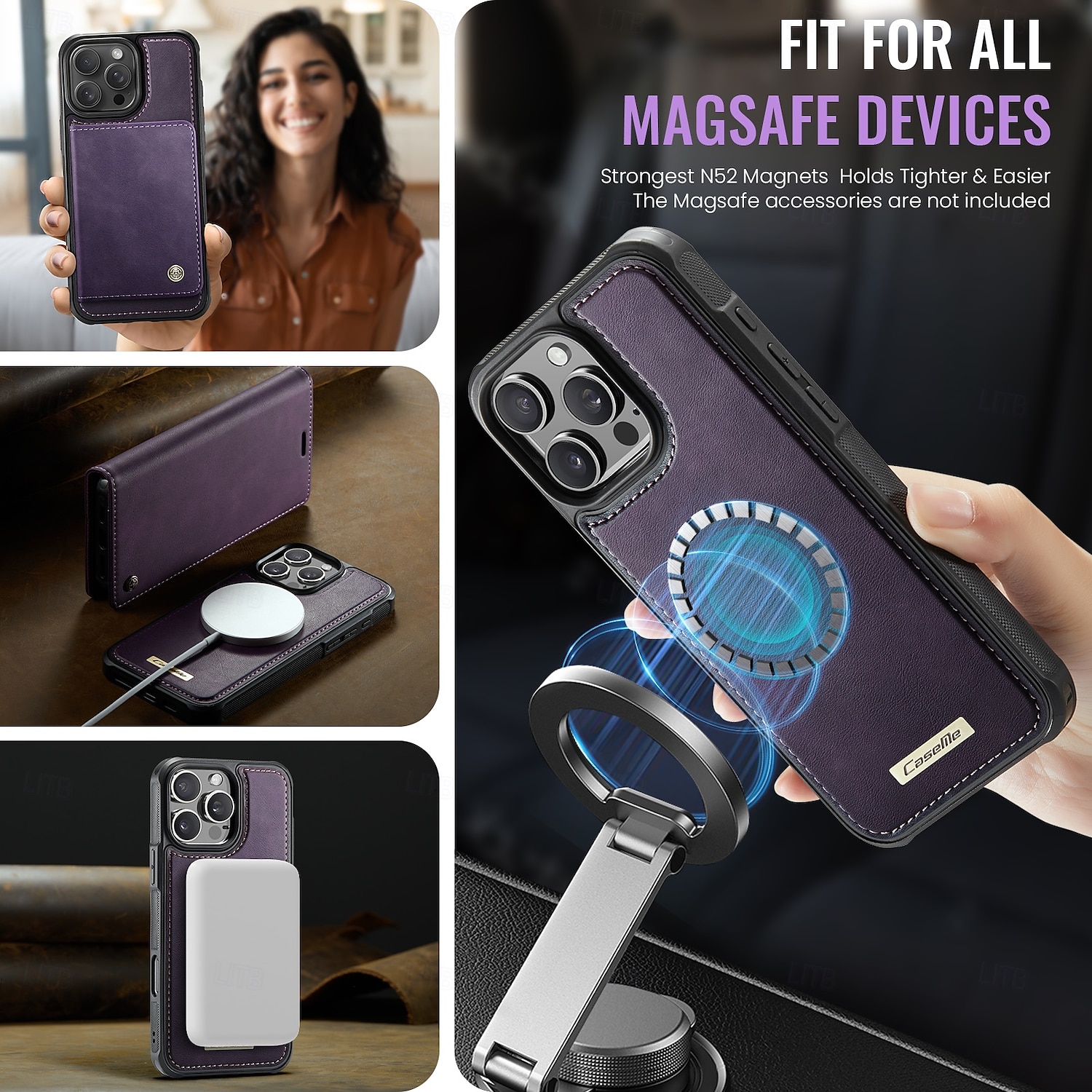 2025年 電話 ケース 用途 iPhone 16 15 14 Pro Max Plus iPhone 16e iPhone 13 Pro Max ウォレットカードケース スタンド付き 取り外し可 磁石バックル レトロ風 TPU PUレザー コレクション – $24.99 –P7