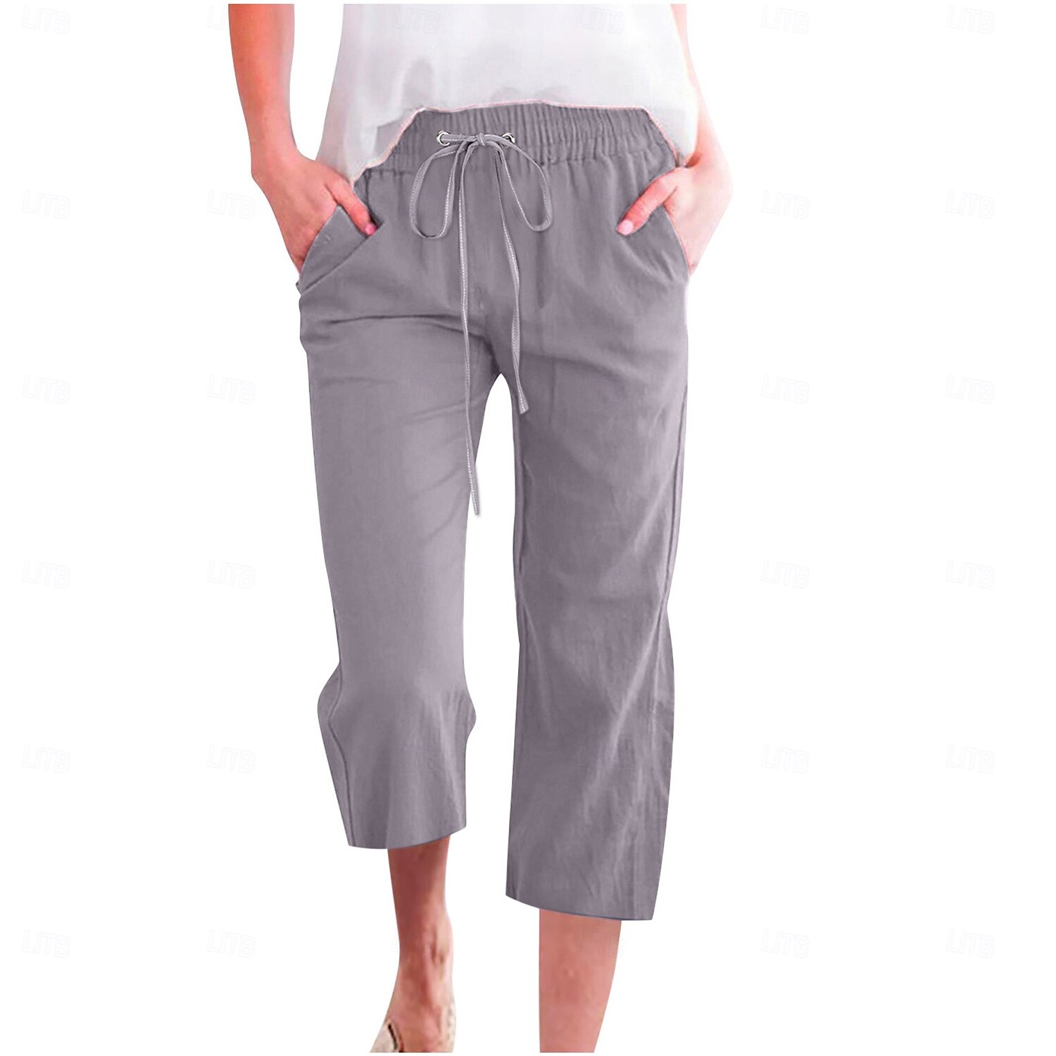 Femmes Chinos Vacances ancien Style Ethnique Longueur mollet Taille haute Uni Ceinture Élastique Confortable Doux Non Elastique Formel Vacances Rue Bleu Violet Orange Vert Été Printemps Automne Coupe de 2025 ? $26.99 –P2