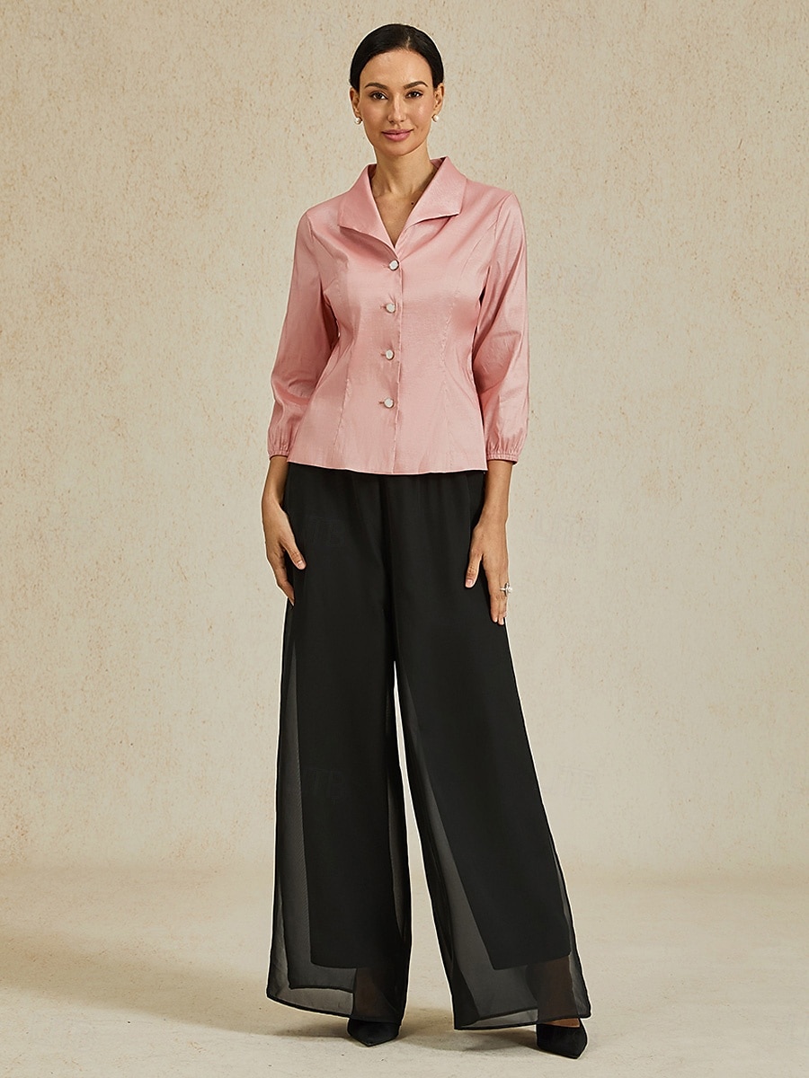 Mulheres Atrevido Calças retas Elegante à moda Estilo Clássico Comprimento total Cintura Média Côr Sólida Cintura elástica Com Stretch Casamento Férias Festa Preto Primavera / Outono / Inverno / Verão de 2025 por $49.99 –P5