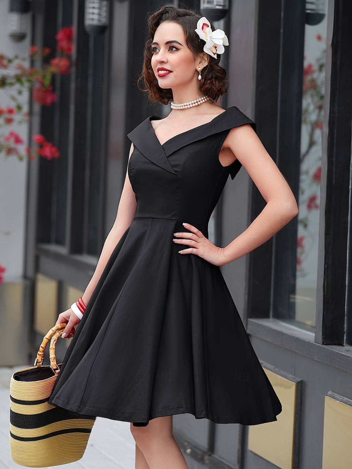 Femtiotal Cocktail klänning Vintage klänning Klänningar Flare Klänning Över axeln Maskeradkläder Dam Maskerad Fest / afton Möhippa Vuxna Klänning Hemkomstklänningar 2026 - $67.99 –P7