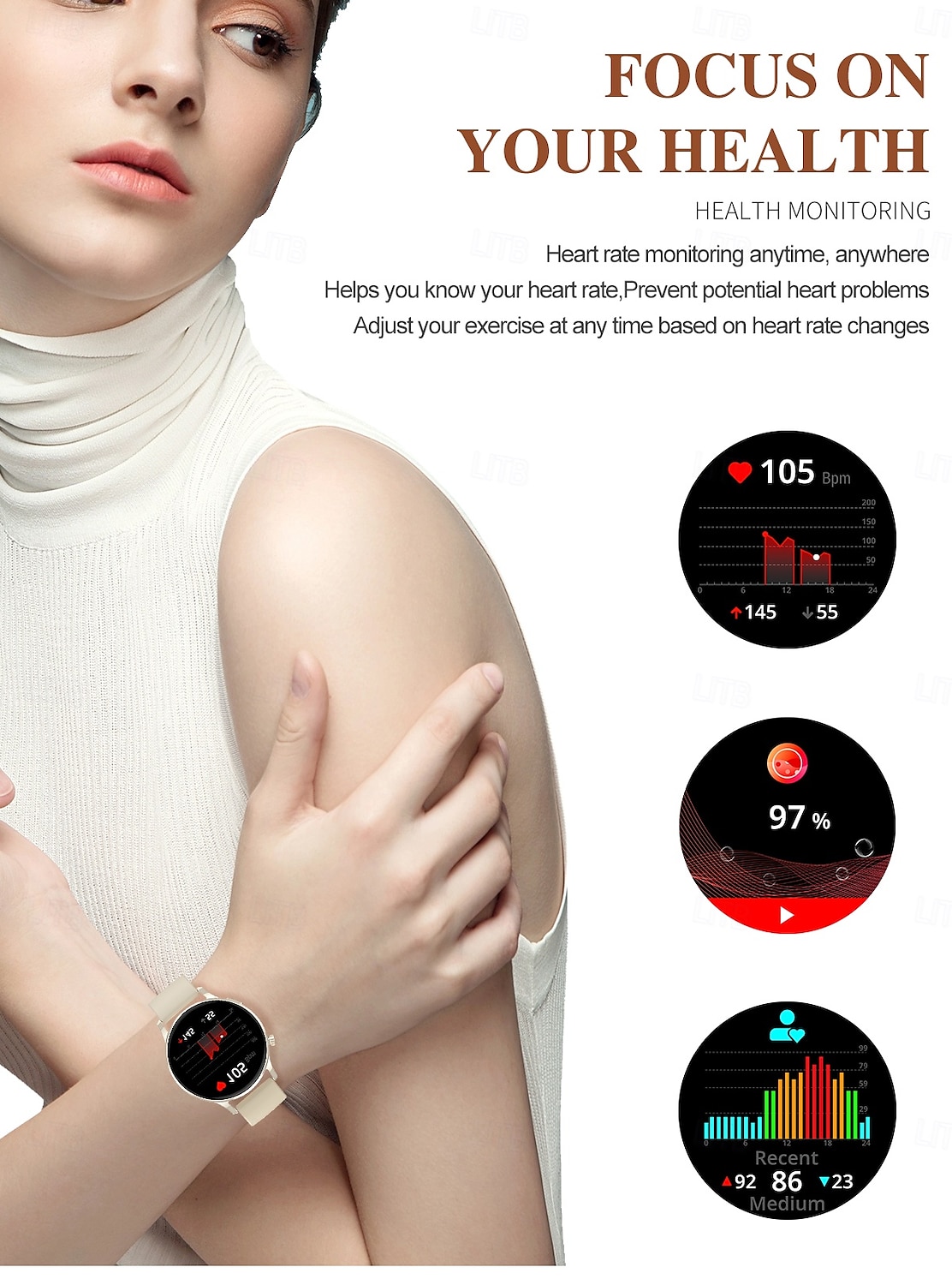 Watch3 Pro Reloj inteligente 1.3 pulgada Smartwatch Reloj elegante Bluetooth Podómetro Recordatorio de Llamadas Seguimiento de Actividad Seguimiento del Sueño Monitor de Pulso Cardiaco Compatible con 2025 - $39.99 –P10