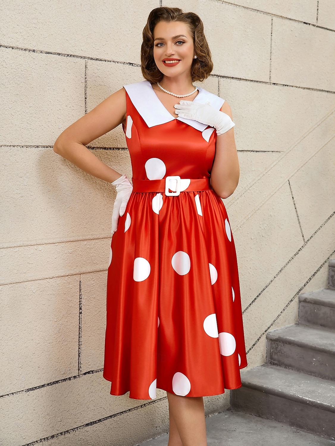 Retro 50. léta Rockabilly Polední Šaty na šaty Flare šaty Větší velikosti S páskem Puntíky A-Linie Dámské Dovolená Čajový dýchánek Retro tematická párty Dospělé Šaty Pásek Jaro léto 2025 - $51.99 –P10