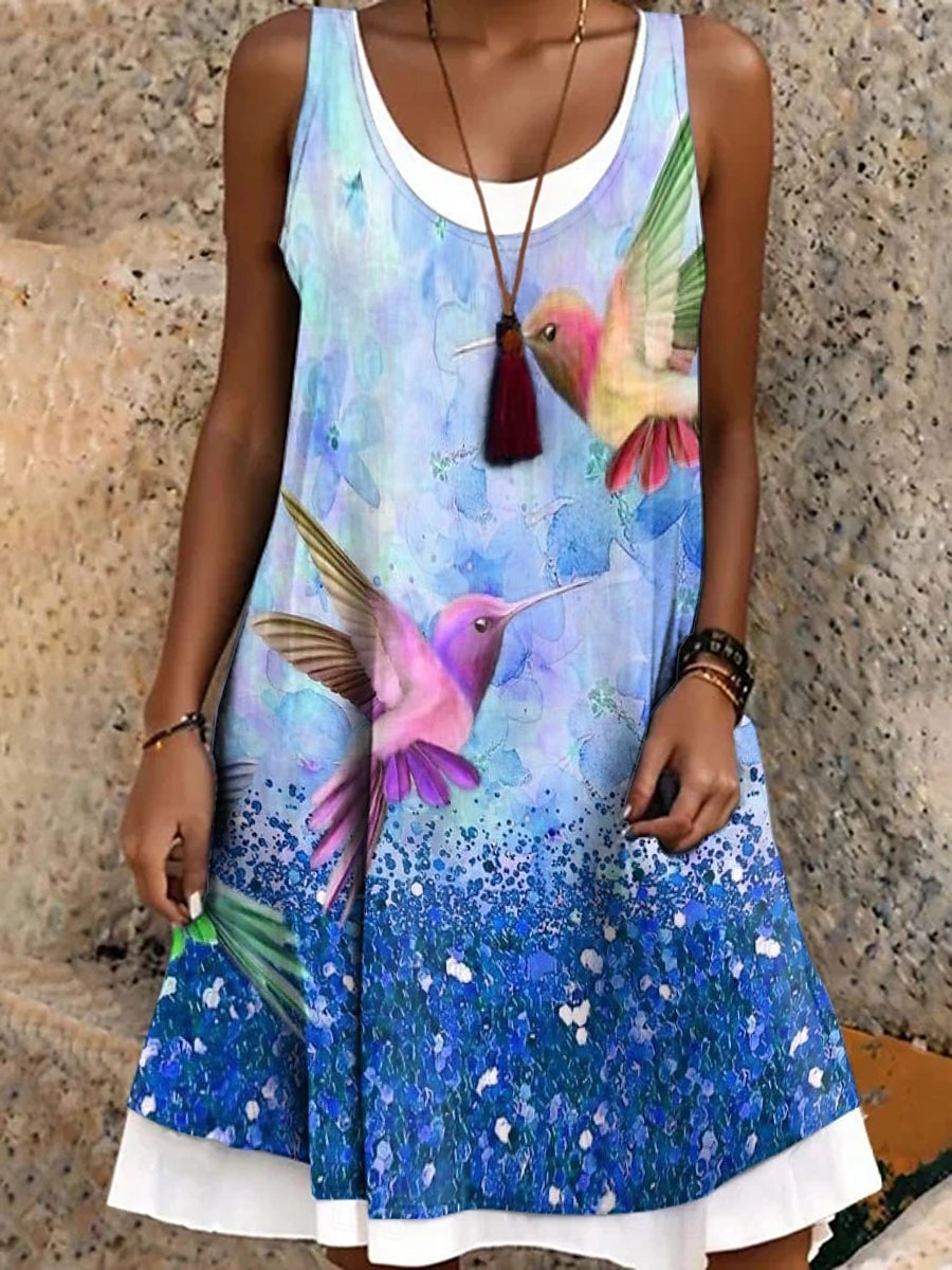 Women's Mini Dress Sundress A Line Dress Off The Shoulder Dress Vacation Casual Boho Daily Loose Fit Graphic Animal Sleeveless Crew Neck Red Blue Purple Green Summer Spring Fall 2025 - $24.99 –P3